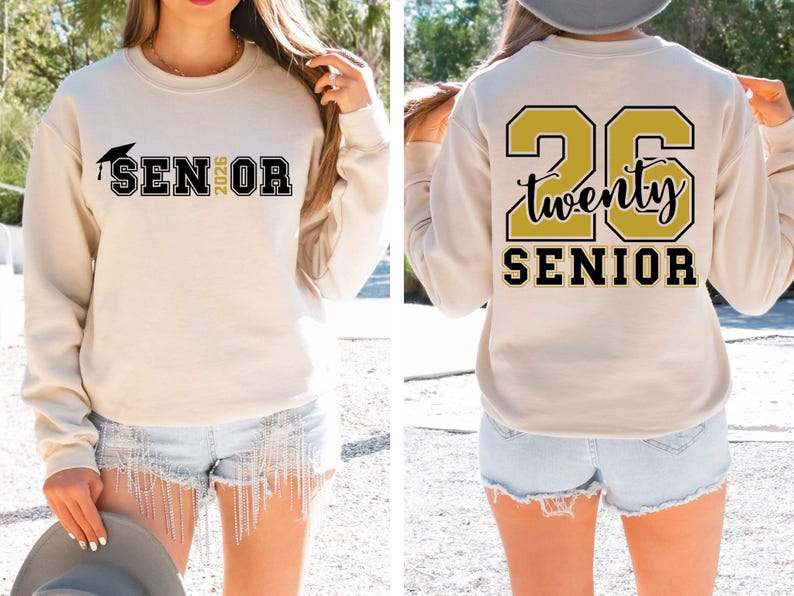 Senior 2026 Graduate Hoodie: Back & Front Print, High School College Gift image 1