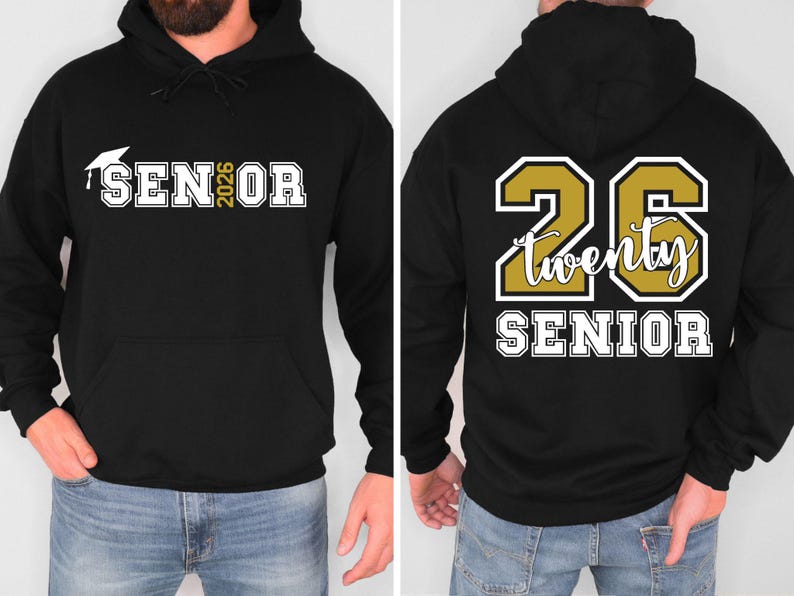 Senior 2026 Graduate Hoodie: Back & Front Print, High School College Gift image 2