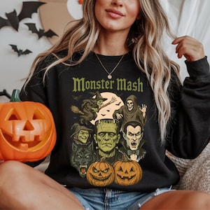 Retro Halloween Monster Mash Sweatshirt, Vintage Monster Shirt, Vintage Halloween Sweatshirt, Graphic Monster Sweatshirt, Retro Monster Tee