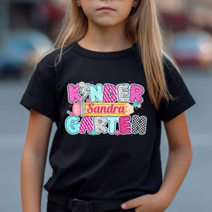 Personalized Kindergarten Tshirt, Girls Custom Kids Name School Shirt, Toddler Kid Kindergarten Shirt , Kindergarten  Girl With Name Gift