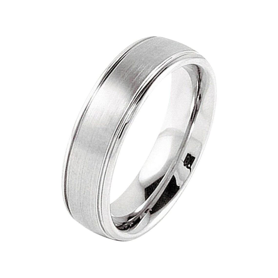 Cobalt Ring Brushed Mens Wedding Band 5mm Silver Cobalt
