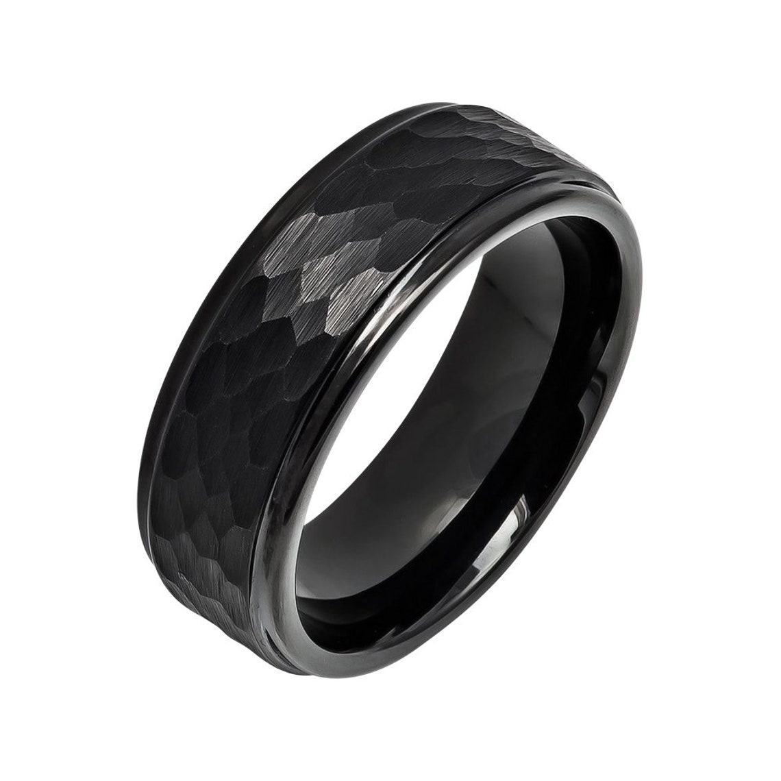 Black Cobalt Ring Hammered Wedding Band 8mm Black Cobalt | Etsy