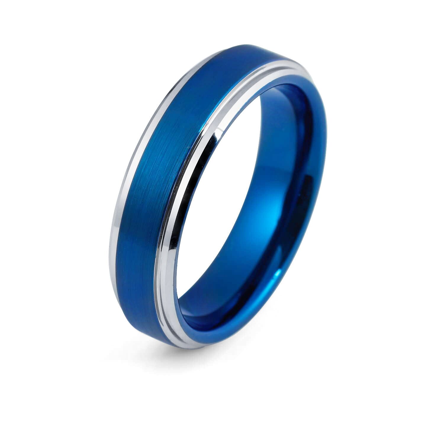 Blue Tungsten Ring Royal Blue Wedding Band 6mm Tungsten Etsy