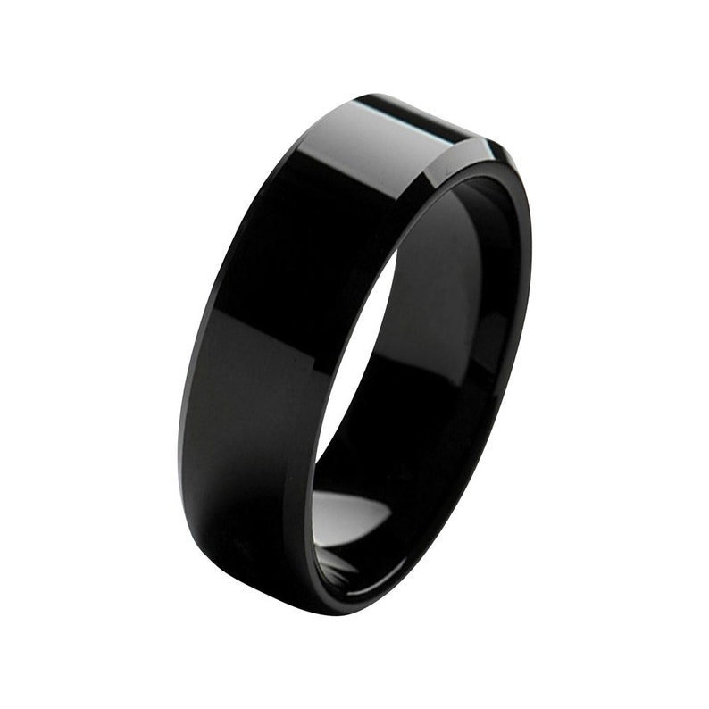 Black Tungsten Ring Polished Black Wedding Band 8mm Tungsten Carbide Mens Wedding Band Engagement Ring For Men Anniversary Man Wedding Band