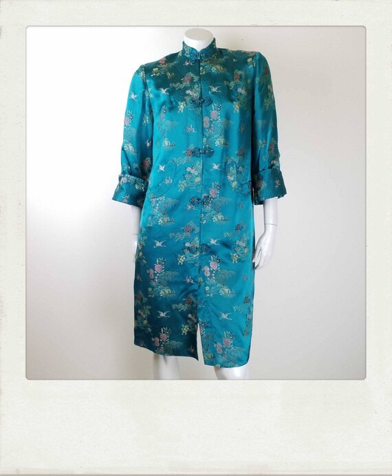 Vintage Green/ Satin/ Embossed/ Oriental/ Jacket