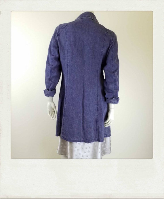 Vintage LAURA ASHLEY Linen Indigo Coat / Duster /… - image 3