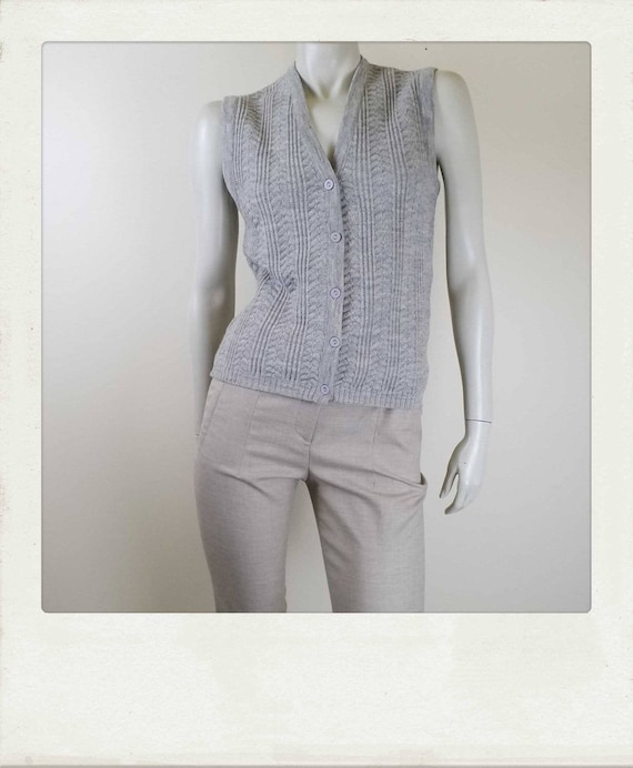 Vintage Wool Cable Knit Vest / Size 10AU