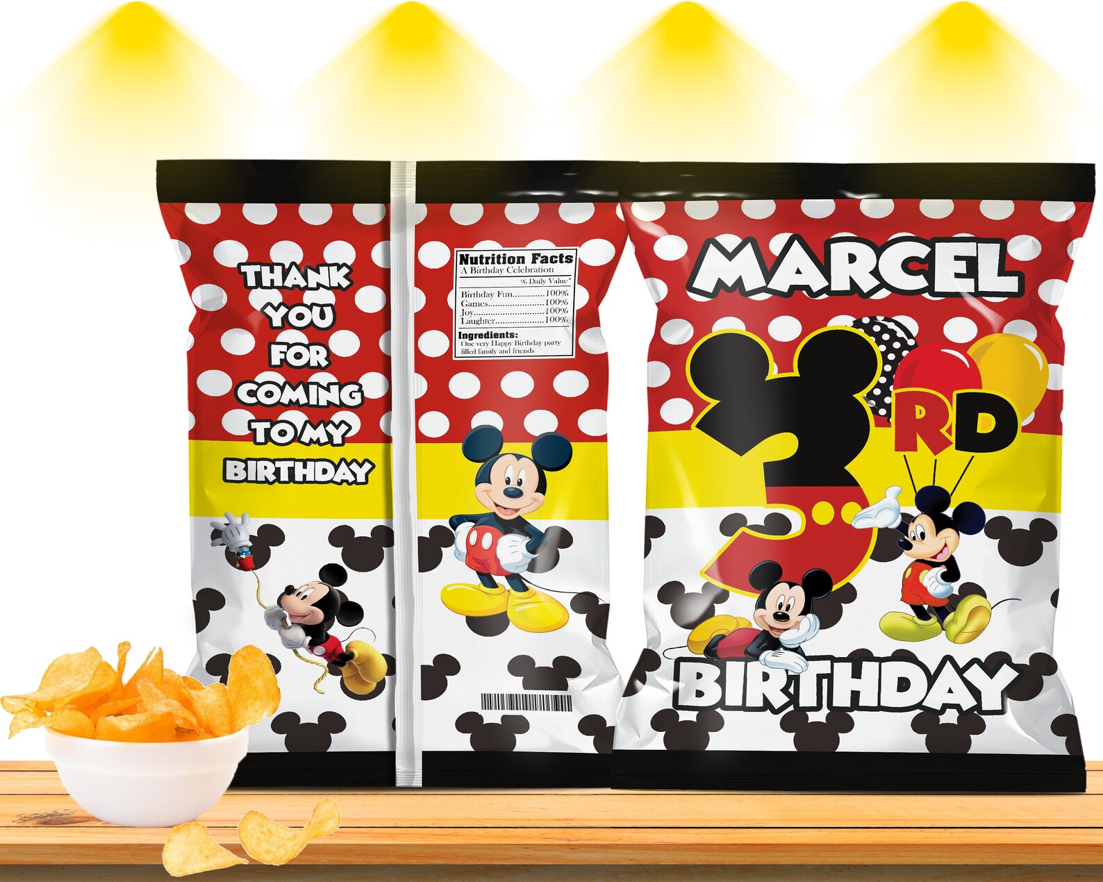 Mickey Mouse Chip Bag, Mickey Mouse Birthday, Mickey Mouse Party, Mickey Mouse Favors, Mickey ...