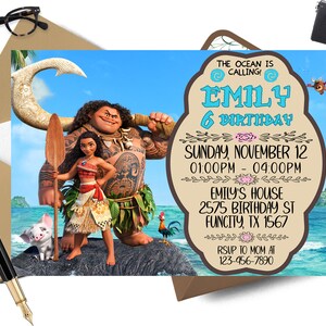 Moana Einladung, Moana Geburtstagsparty einladen, Moana personalisiert, Moana, digitale Datei nur