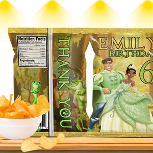 Princess Tiana Chip Bag, Princess Tiana Birthday, Princess Tiana Party, Princess Tiana Favors, Princess Tiana Treat Bag, Digital File Only