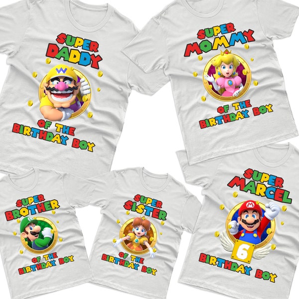 Super Mario Family Iron On Transfer, Super Mario Family Birthday Shirt, Super Mario Family Set, Personalize, Digital File Only