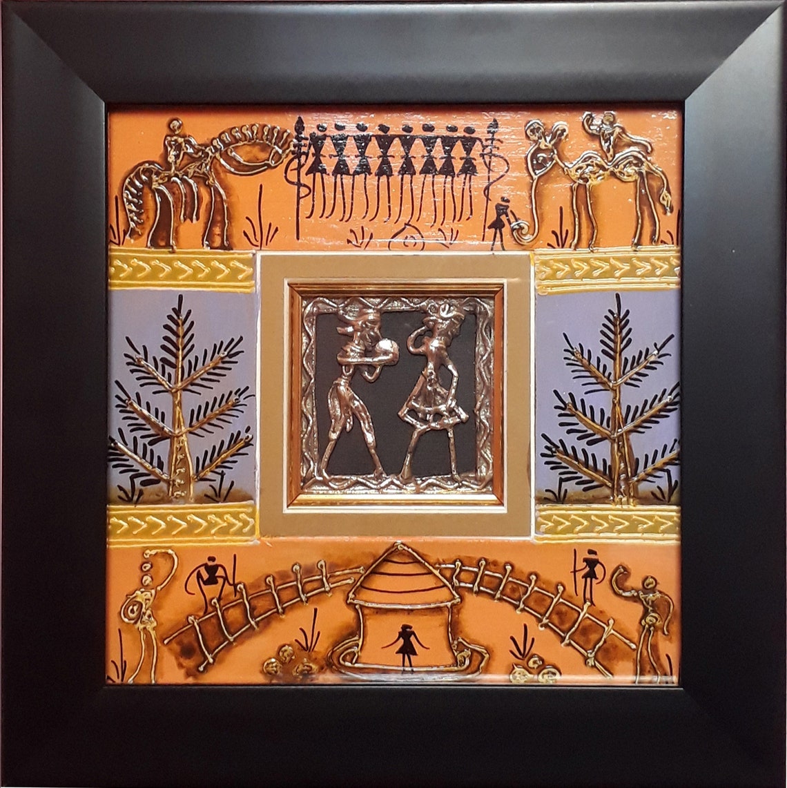 Indian Tribal Wall Painting infused with Metal Art Etsy