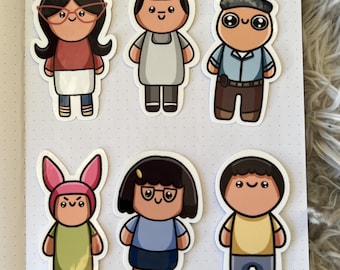 Pegatinas de vinilo brillantes inspiradas en Bob's Burgers
