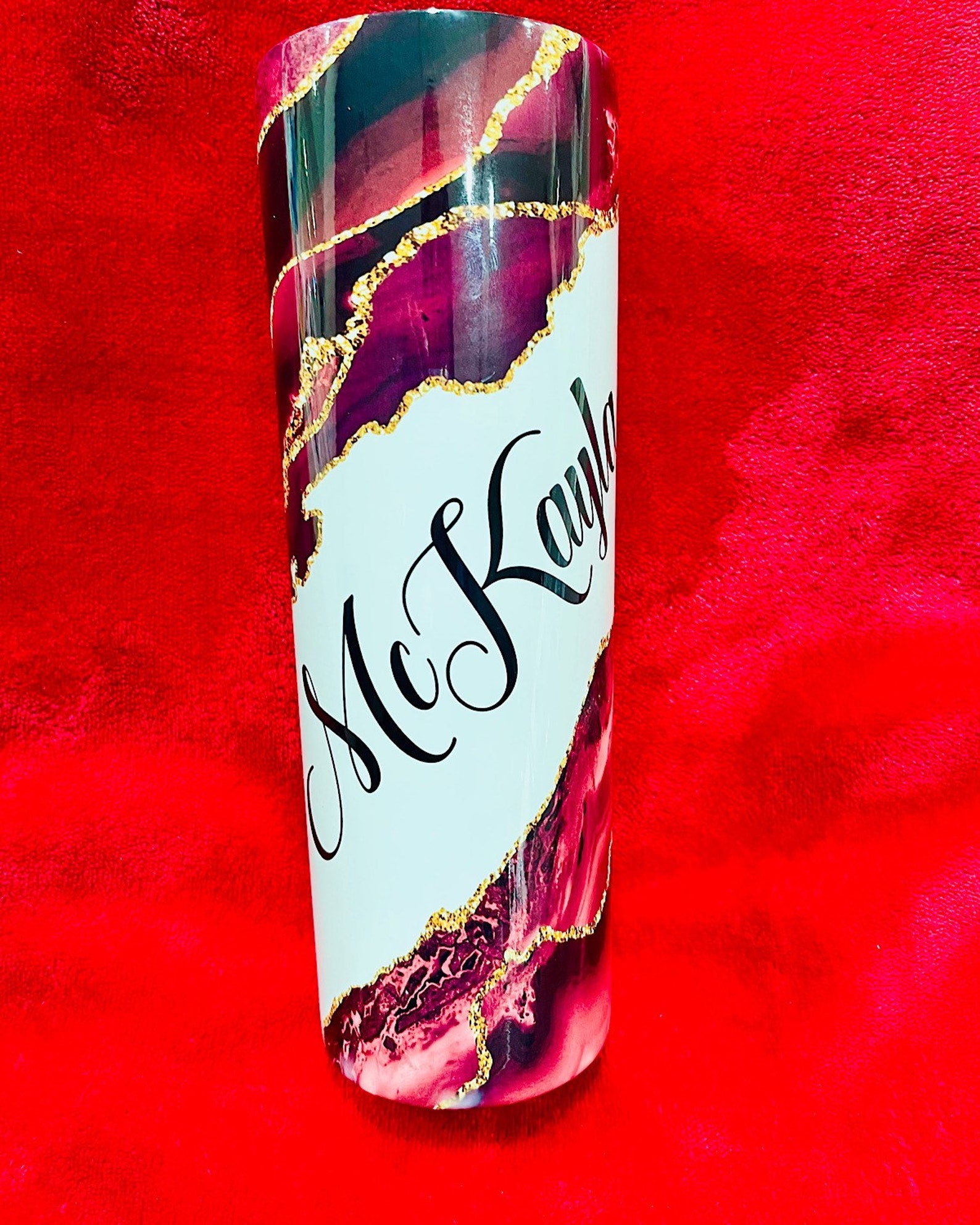 Personalized Burgundy White & Gold Sublimated Tumbler 20oz Etsy