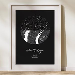 Cadeau personnalisé pour la Saint-Valentin, Cadeaux Saint-Valentin pour lui, Cadeaux uniques pour la Saint-Valentin, Cartes des étoiles personnalisées pour elle, Ciel nocturne numérique