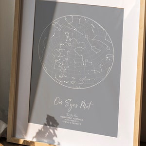 Regalo de San Valentín, impresión de cielo nocturno, póster personalizado con mapa estelar y constelación, "Noche de parejas que nos conocimos", descarga instantánea.