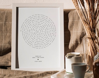 Custom Song Lyrics,Custom Music Print,Favourite Song Personalised Art,Lyric Print,Record Print,First Dance Song,Wedding Print,Digital