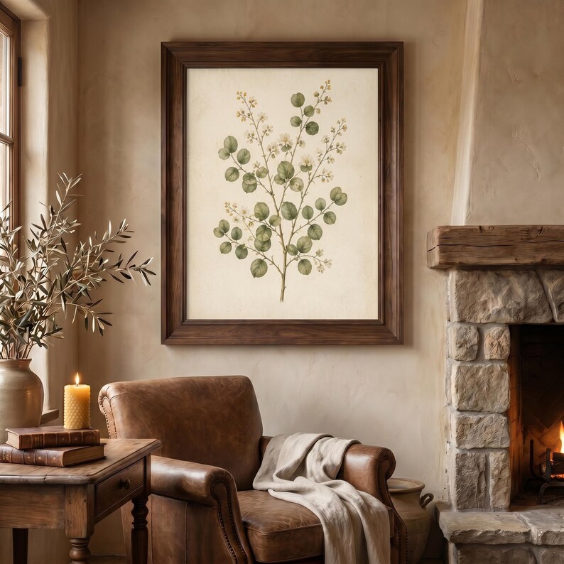 Instant download botanical wall art bundle with vintage floral illustration styling.