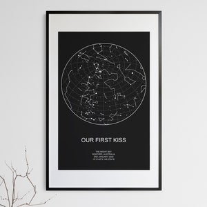 UnderThese Stars, Sternkarte, Die Nacht, die wir geküsst haben, Geschenk für Sie, Für Frauen, Geschenke für die Freundin, Für den Freund, Nachthimmel, Romantisch