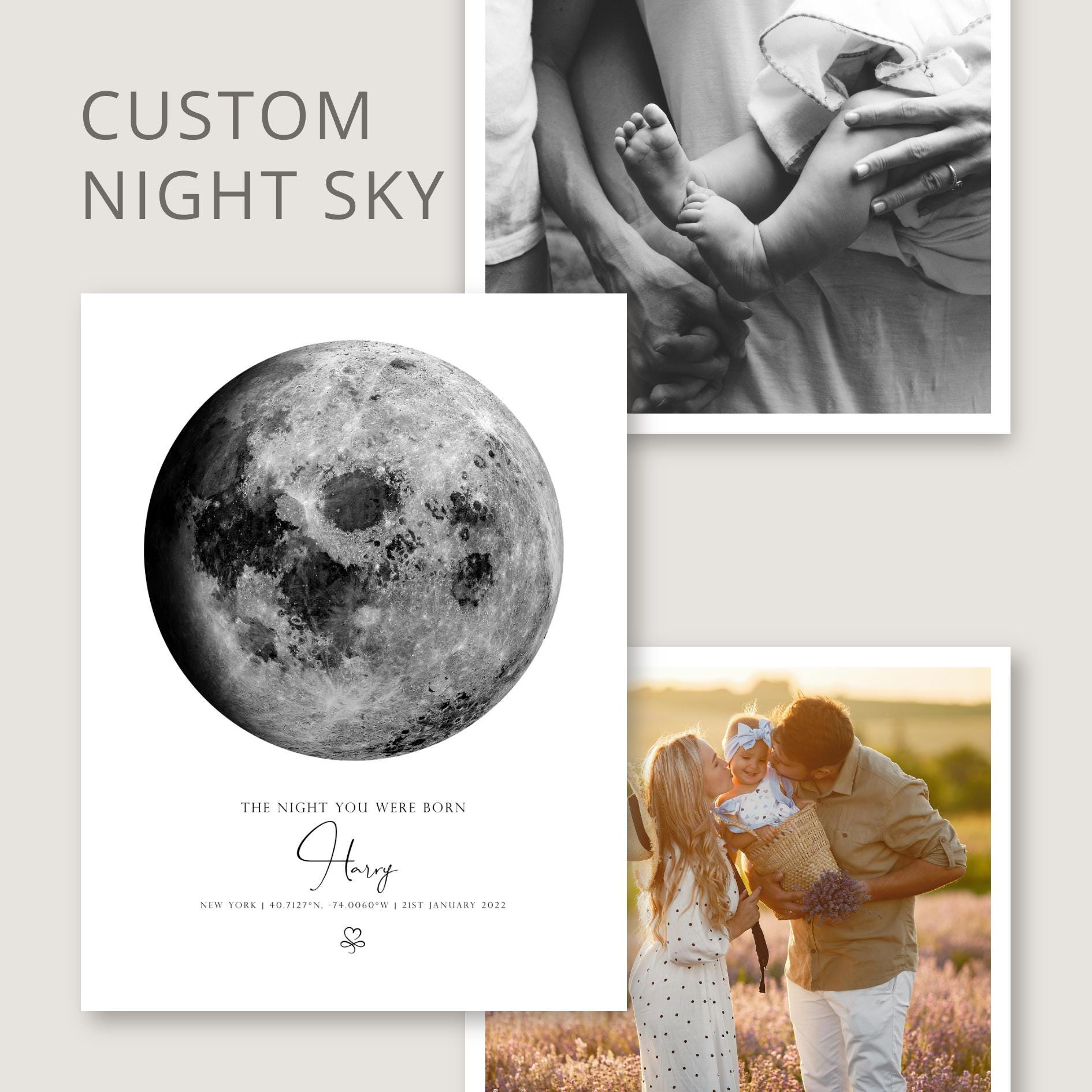 Custom Star Map Print, Personalised Night Sky Poster With Date, Star ...