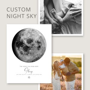 Custom Moon Phase Map Poster Print | The Night Sky Lunar Framed Anniversary Wedding Baby Birthday Download Instant Last Minute Gift Idea