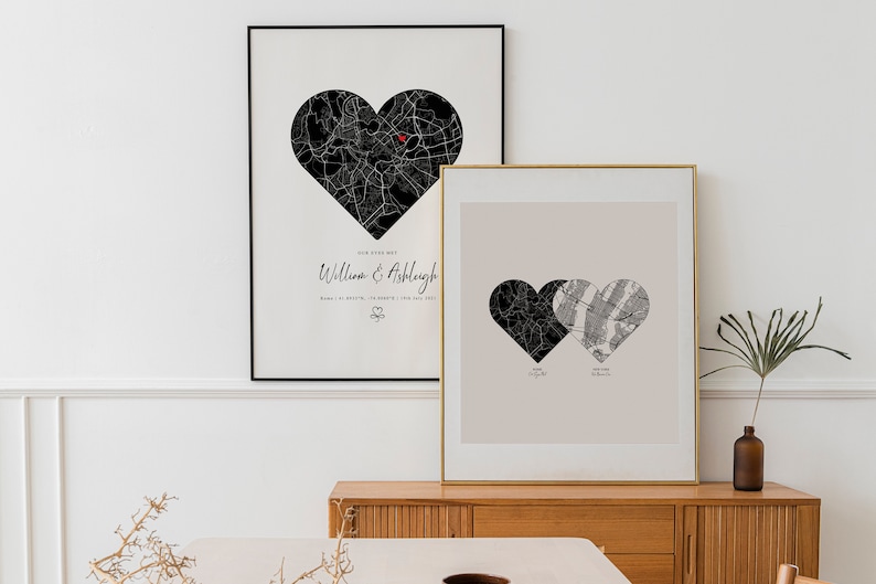 Custom Map Print,personalized Map,map Decor,couple Map,any Two ...