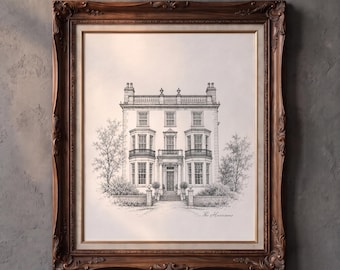 Boceto de casa personalizado, regalo personalizado para casa nueva, retrato de casa a partir de una foto, ilustración de casa personalizada, regalo de inauguración de casa, casa a partir de una foto