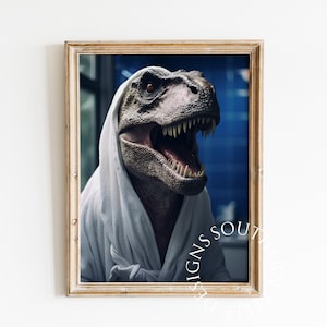 Dinosaur Printable Wall Art, Dinosaur Wall Art, Bathroom Wall Art, Dinosaur Art, Fun Wall Art, Bathroom Print, Bathroom Printables