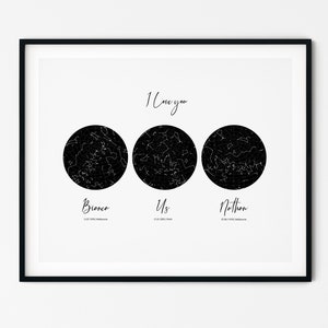 Benutzerdefinierte Konstellation Karte 3 Himmel Poster, unter diesem Himmel Poster, neues Baby Geschenk, Nachthimmel Druck, Geschenk für Mama, himmlisch, digital