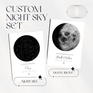 Benutzerdefinierte Sternenkarte Set, Mond Druck, Mondphase Druck, Nacht du geboren bist Druck, Sternenkarte Poster, Nacht wir trafen, Astrologie Druck, Stern Wand Kunst