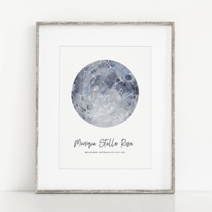 Impresión de mapa de estrellas para habitación de bebé, habitación infantil, mapa del cielo nocturno, mapa de estrellas personalizado, impresión de constelación, digital