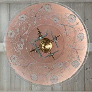 Vintage Suspension Lamp Pink Glass Chandelier 1950s
