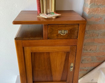 Vintage Nightstand Elm Wood 1940s