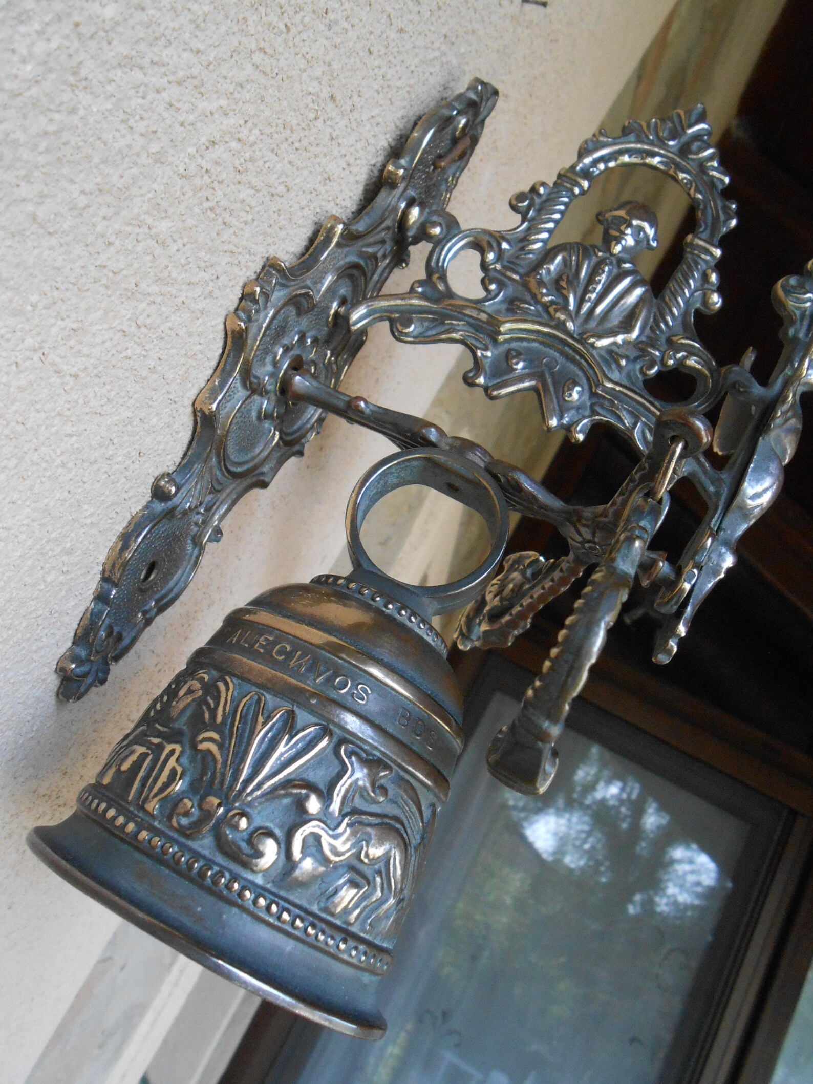 Vintage Door Bell Monastery Wall Brass Bell Latin Inscriptions Etsy