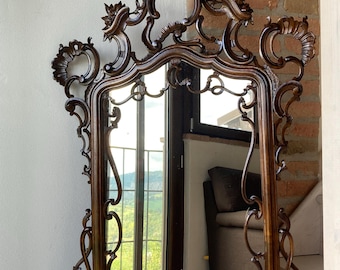 Vintage Mirror Carved Wood Frame Early 1900s Liberty