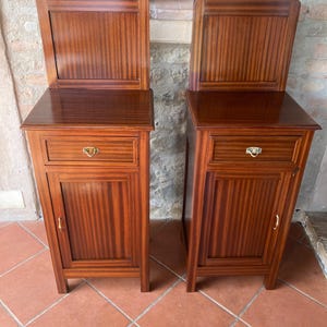 Vintage Nightstands Mahogany Wood Early 1900s Set of 2