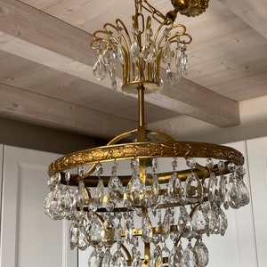 Vintage Chandelier Crystal Pendants 1950s