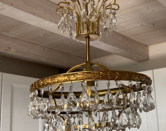 Vintage Chandelier Crystal Pendants 1950s