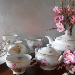 Vintage Porzellan Tee Set 1940er Jahre Made in Czechoslovakia