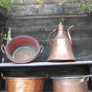 Vintage Copper Rustic Italian Handmade Kitchen Decor Saucepan Cauldron