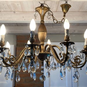 Antique Chandelier Crystal Pendants Italian Ceiling Chandelier 10 Arms 40s