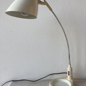 Vintage Table Lamp 80s Metal White Italian Desk Lamp