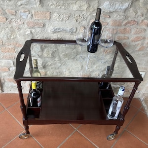 Vintage Trolley Bar Mid-Century Food Serving Bar 1950s Mahogany
