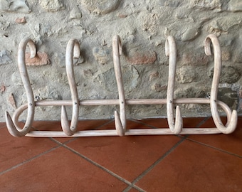 Vintage Coat Hanger Bent Wood Wall 5 Hooks 1920s Thonet Cottagecore