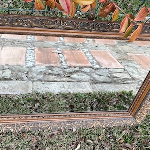 Antique Mirror Carved Wood Frame Early 1900s Bronze Patina - Etsy