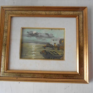 Vintage Lack Landschaft Bilderrahmen Wanddeko 80er Jahre