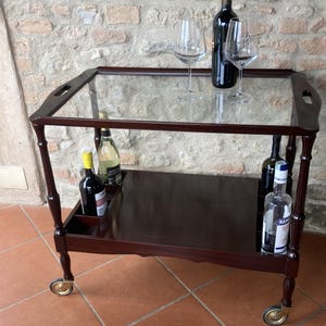 Vintage Trolley Bar Mid-Century Food Serving Bar 1950s Mahogany
