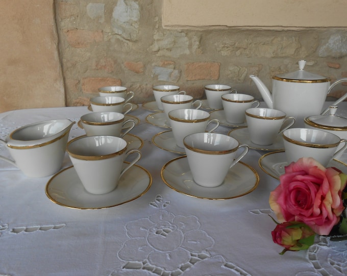Antique Tea Set Porcelain 27 Pcs Gold Rim 1940 Bavaria Kirchenlamitz - Etsy