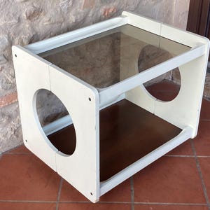 Vintage Trolley Cart 70s Serving Bar Cart Smoked Glass