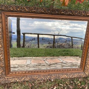 Antique Mirror Carved Wood Frame Early 1900s Bronze Patina - Etsy